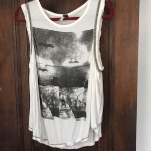 FREE PEOPLE beaded and graphic tank
